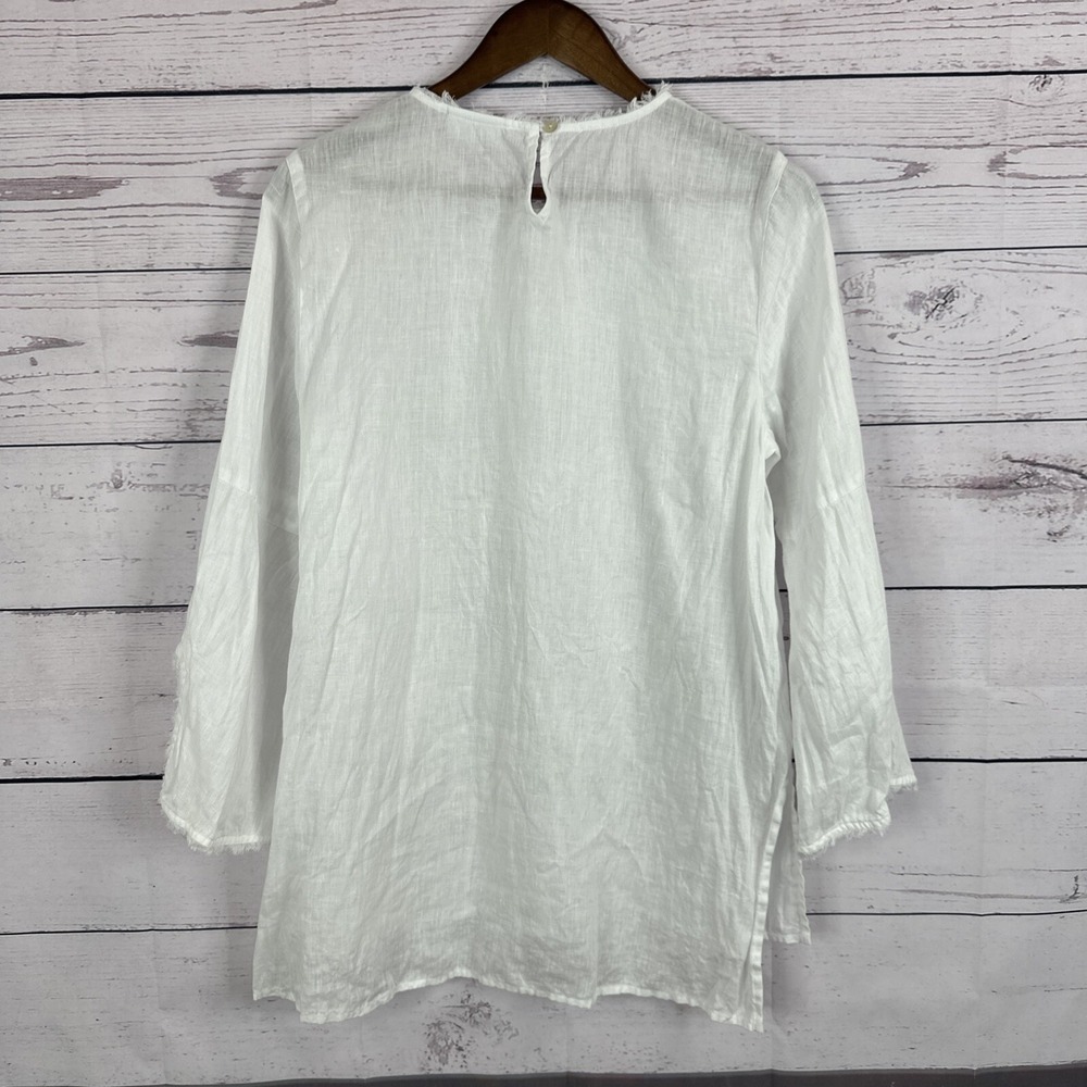 J Jill Shirt Top Womens Medium White Love Linen Boxy Breathable beach Minimalist - Picture 4 of 11